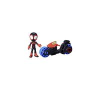 Spidey and His Amazing Friends, Miles Morales: Spider-Man Action Figure, Toy Motorcycle, Toys for 3-Year-Olds