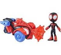SPIDEY AND HIS AMAZING FRIENDS Marvel Miles Morales Spider-Man Techno Racer Toy, Action Figure with Vehicle and Accessory, Preschool Toys