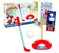 Spidey and His Amazing Friends Mini Tabletop Golf Game Set - Bundle with Mini Golf Club, Ball, Putting Cup with Flag Plus Stickers, More | Spidey and Friends Desk Tabletop Novelty Party Game