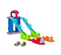 Spidey and his Amazing Friends Spidey’s Mega Jump HQ Track - 39-Inch Dual Race Track with Elevator, Control Centre, Web Tunnels and Two Exclusive Amazing Metals Vehicles