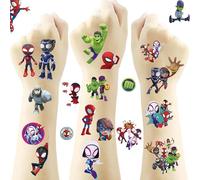 Spidey and His Amazing Friends Temporary Tattoos Stickers(8 sheets) Birthday Party Supplies Anime Cartoon Fake Tattoos Stickers Party Favors for Kids Boys Girls