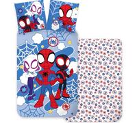 Spidey Bedding Set Junior Size | Duvet Cover 100x140 cm + Pillowcase 40x45 cm, 100% Cotton | Baby Bedlinen Set Perfect for Toddlers | Marvel Spidey Soft Reversible Cot Bedding Set