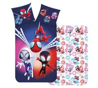 Spidey Character Children's Bedlinen Set | Spiderman Duvet Cover 140 x 200 cm and Pillowcase 60 x 63 cm, 100% Cotton, Multi-Colour