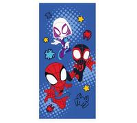 Spidey & His Amazing Friends Beach & Bath Towel 70x140cm, 100% Cotton | Soft & Absorbent Kids Bath & Swim Towel | Spidey, Miles Morales & Spider-Gwen Design | Ideal for Beach, Bath and Pool