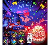 Spidey Night Light Projector Easter Eggs Gifts【15 Sounds Music & 6 Films】Baby Sensory Toys for Boys Gifts,360° Rotation+Remote+Timer+Brightness Egg Night Light Kids Superhero Kids Toys Baby Projector