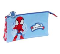 SPIDEY RESCUE - Triple Pencil Case, Children's Pencil Case, Ideal for School Age Children, Comfortable and Versatile, Quality and Resistance, 22 x 3 x 12 cm, Red/Blue, M, Casual