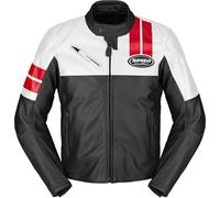 Spidi Roar Motorcycle Leather Jacket, white/red/black, size 46