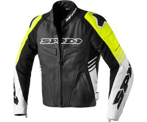 Spidi Track Warrior Motorcycle Leather Jacket, black-yellow, size 48 for Men