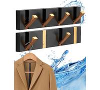 SPIEASSE 2 Pack，Elegant Black Gold Waterproof Wall Hooks, Foldable Towel Hooks for Bathrooms - Stylish Coat Hooks Wall Mounted-Ideal for Bathroom, Kitchen, Balcony Décor-Space-Saving Storage Solution
