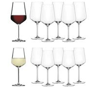 Spiegelau Style Red and White Wine Glasses, Modern Stemmed Wine Glasses, Elegant Glassware for Dinner Parties, Home Bar Cart Accessories, Hosting Essentials, and Wedding Gifts, Set of 12