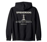 Spiekeroog Germany Lighthouse Coordinates North Sea Zip Hoodie