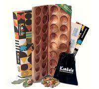 Spielario Kimbala Stone Game, Kalaha Game, Mancala, Hus, Bao, Gemstone Game, Stone Game, Exciting Strategy Game Made of Wood, for Children and Adults, Includes Bag and Packaging