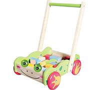 SpielMaus Wooden Trolley with Building Blocks, Pack of 20