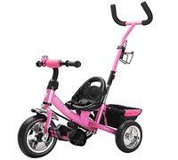 Spielwerk® 2in1 Multifunctional Toddler Tricycle with Detachable Push Rod Handle | 3 Point Safety Belt | Removable Storage Basket | Punctureproof Tyres | Kids Baby Buggy Trike | Pink