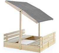 Spielwerk® Toni Sandpit | Tilting Roof | Canopy | UV50+ Protection | Soft Play | Ideal with Kinetic Sand | Toddler Toys | Play House with Ground Liner & Corner Protectors | 120x120 cm