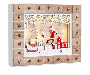 Spielwerk® Traditional Light-Up LED Advent Calendar 2025 | 24 Day Countdown | Chocolate Gift | Elegant and Festive Holiday Décor for Kids and Adults | Santa Claus