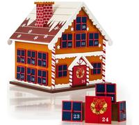 Spielwerk® Traditional Wooden Christmas Advent Calendar | 24 Days Of Gifts Behind Wood Doors | Reusable Christmas Countdown | For Kids and Adults | Gingerbread House Advent Calendar