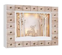 Spielwerk® Traditional Wooden Christmas Advent Calendar | Light-Up Reusable Sustainable Countdown Decoration | 24 Refillable Drawers | Warm White LEDs | DIY Gift Ornament | Winter Landscape