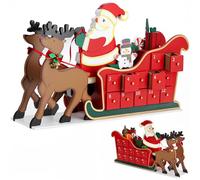 Spielwerk® Traditional Wooden Christmas Advent Calendar | 24 Days Of Gifts Behind Wood Doors | Reusable Christmas Countdown | For Kids and Adults | Santa's Sleigh Advent Calendar