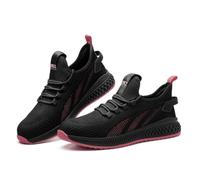 SPIEZ Lightweight Composite Toe Safety Shoes for Women, Metal-Free Work Trainers with Puncture Proof Midsoles, Breathable Slip on Casual Sneakers, Size 3.5 UK, Black/Pink