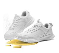 SPIEZ Non Slip Chef Shoes, Women's Lightweight Nurse Nursing Shoes, Waterproof Work Trainers, White UK 7.5