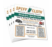 Spiff Cloth 4-Count, Miracle Cleaning Towels, Streak-Free, Cleans with Just Water, 16" x 16" Reusable Washable Cloths