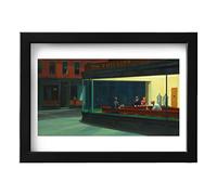 Spiffing Prints Edward Hopper - Nighthawks - Small - Semi Gloss - Framed Art Print