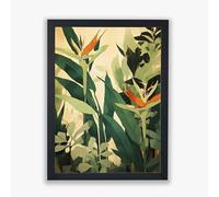 Spiffing Prints Jungle Bloom III - Botanical Wall Art with Orange Blossom and Leaf Shadows - Medium - Framed