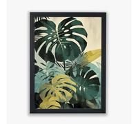 Spiffing Prints Jungle Forms III - Tropical Wall Art with Yellow Monstera Leaves - Medium - Unframed