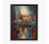 Spiffing Prints Sunburst Layers - Expressive modern painting with vibrant reds and layered movement - 16 by 20 Inch Framed Canvas