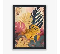 Spiffing Prints Tropical Radiance II - Tropical Wall Art with Bold Multicolour Leaves - Small - Unframed