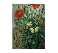 Spiffing Prints Vincent Van Gogh - Butterflies and Poppies, 1890 - Large - Semi Gloss - Unframed Art Print Poster