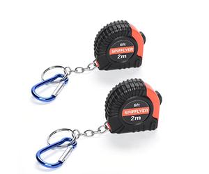 Spifflyer 2pc Mini Tape Measure Keyring Small Measuring Tape Retractable 2M with Spring Snap Hook