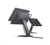 Spigen 18W Fast Pogo Pin Magnetic Wireless Charging Stand with Magnetic Dock and Adjustable Aluminium iPad Holder Compatible with iPad Pro 11" M4 (2024) - Space Grey