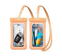 Spigen [2 PACK Aqua Shield Floating Waterproof Phone Pouch Up to 8.2, [Extra Large] [Non-Toxic TPU] IPX8 Case for iPhone 16 16e 15 14 Pro Max Plus, Samsung S25 S24 Ultra, Pixel more - Apricot