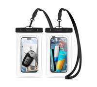 Spigen [2 PACK Aqua Shield Floating Waterproof Phone Pouch Up to 8.2, [Extra Large] [Non-Toxic TPU] IPX8 Case for iPhone 17 Air 16 16e 15 Pro Max Plus, Samsung S25 S24 Ultra more - Crystal Clear