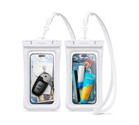 Spigen [2 PACK Aqua Shield Floating Waterproof Phone Pouch Up to 8.2, [Extra Large] [Non-Toxic TPU] IPX8 Case for iPhone 16 16e 15 14 Pro Max Plus, Samsung S25 S24 Ultra, Pixel more - White