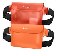 Spigen [2 Pack] Aqua Shield Waterproof Dry Bag, [Quad Seal Tech] [Non-Toxic TPU Material] IPX8 Waterproof Bags with Adjustable Waist Strap - Sunset Orange
