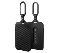 Spigen 2-Pack Tesla Key Card Holder Protector with PU Leather | Car Key Card Cover Case Compatible with Tesla Model 3, Model Y, Model S & Model X (All Models & Years) - Carbon Edition