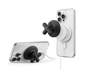 Spigen 2025 Upgraded Soft Silicone Grip Holder Designed for MagSafe Charger 25W (2024) Compatible with iPhone 16 15 14 13 12 Models (Charger Not Included) - Black