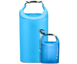 Spigen [20L+2L Set [IPX6] Aqua Shield Waterproof Bag Dry Bag for Hiking Swimming Kayaking, Small Wet Bag, Crossbody Carry, Roll-Top, Robust & Anti-Scratch, Essential Camping, Boating - Sea Blue