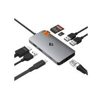 Spigen 8-in-1 USB C Hub Multiport Adapter 100W PD 3.0 microSD/SD Card Reader 5Gbps Data port for MacBook Pro Air M1 M2 Steam Deck Dell XPS 4K 60Hz HDMI Ethernet USB C and 3 USB A port