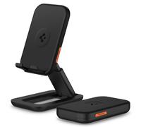 Spigen Adjustable Foldable Travel Universal Cellphone Stand Holder Designed for All Phones iPhone 17 16 15 14 13 12 Pixel 10 Samsung Galaxy Portable Monitors Nintendo Switch Desktop and More - Black