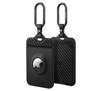 Spigen AirFit [PU] Key Card Holder AirTag Slot, Included Key Chain, Designed for Tesla Key Card, Compatible With Tesla Model 3 2023, 2024 highland 2025/Y 2025 Juniper/X/S Accessories - 2 Pack, Carbon