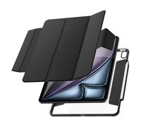 Spigen AirSkin Pro Compatible with iPad Air 13 inch M3 (2025), M2 (2024) with Detachable Magnetic Cover, Clear Transparent Back and Pencil Holder - Black