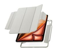 Spigen AirSkin Pro Compatible with iPad Air 13 inch M3 (2025), M2 (2024) with Detachable Magnetic Cover, Clear Transparent Back and Pencil Holder - Gray