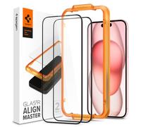 Spigen AlignMaster Full Coverage Tempered Glass Screen Protector for iPhone 15 Plus (2 Pack)
