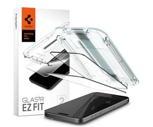 Spigen Apple iPhone 15 Pro Max Glass Screen Protector Easy Installation Glas.tR EZ Fit Full Cover Black (2 Pieces) - AGL06873