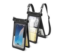 Spigen Aqua Shield Waterproof Dual Pocket Phone Pouch, IPX8 Certified Dry Bag, Crossbody Strap for Beach for iPhone 16 16e 15 14 13 Pro Max, Samsung S25 S24 Ultra, Pixel more - Black