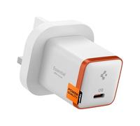 Spigen ArcStation Essential GaN 30W USB C Fast Wall Charger Adapter Plug PD 3.0 PPS for iPhone 17 16 15 14 13 12 Pro Max Mini 17e Macbook iPad Pixel 10 10a Samsung Galaxy S26 S25 Ultra Plus - White